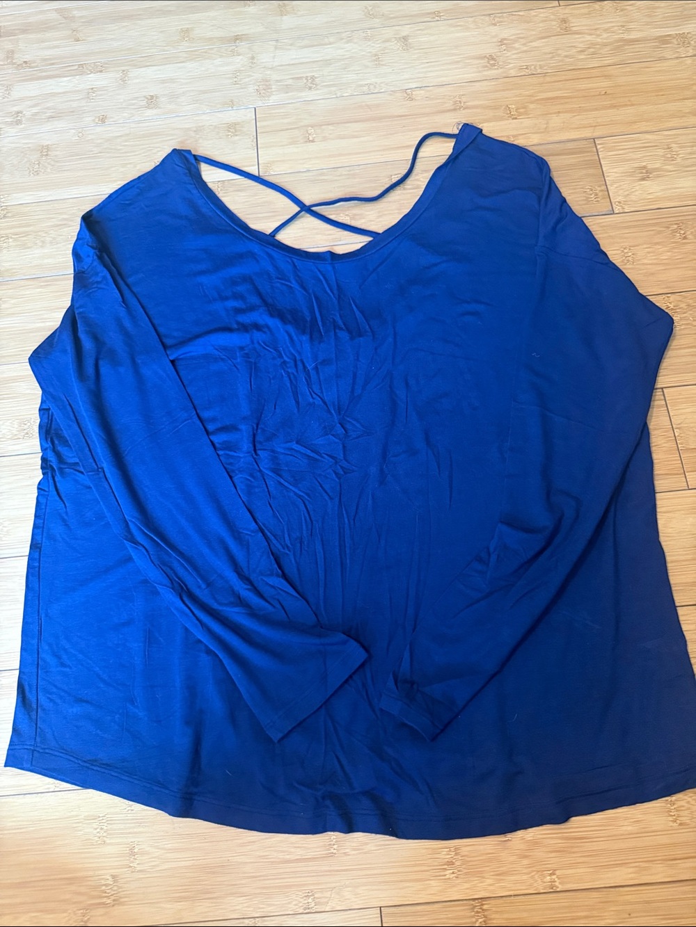 PINK Victoria's Secret Royal Blue Long-Sleeve Crisscross Back Top